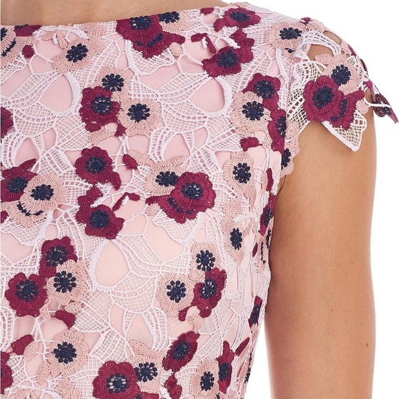 NWT JS Collections Guipure Lace Knee Length Ladys Dress Pink Boysenberry Sz 2 - Picture 2 of 14